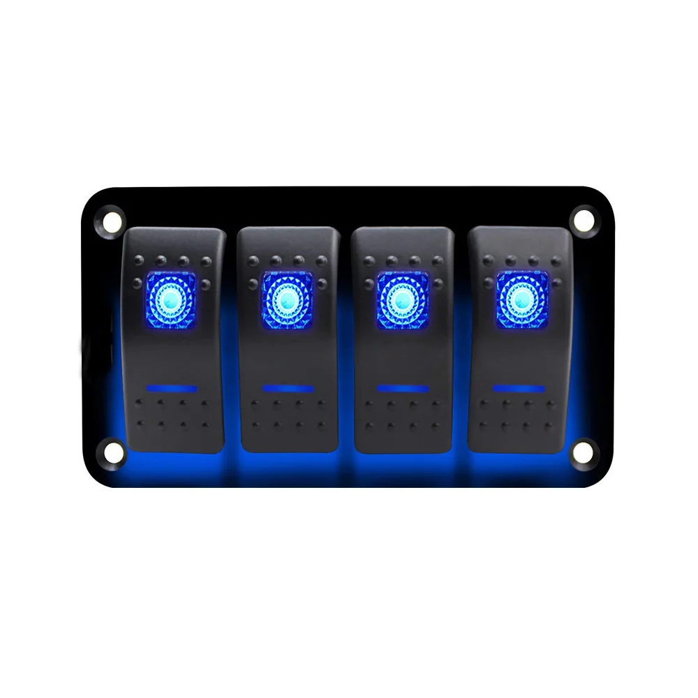 4 Gang Circuit Breaker Switch Panel Blue /Red LED Light Rocker Switch Panel 12~24 V fit Universal Marine Boat Car Switches
4 Gang Circuit Breaker Switch Panel Blue /Red LED Light Rocker Switch Panel 12~24 V fit Universal Marine Boat Car Switches