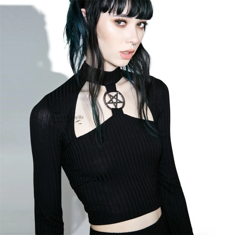 Gothic Crop Tops Black Hollow Out Star Women Long Sleeve T Shirt Tops Autumn Cosplay Streetwear Casual Hipster Party Sexy Tshirt
Gothic Crop Tops Black Hollow Out Star Women Long Sleeve T Shirt Tops Autumn Cosplay Streetwear Casual Hipster Party Sexy Tshirt