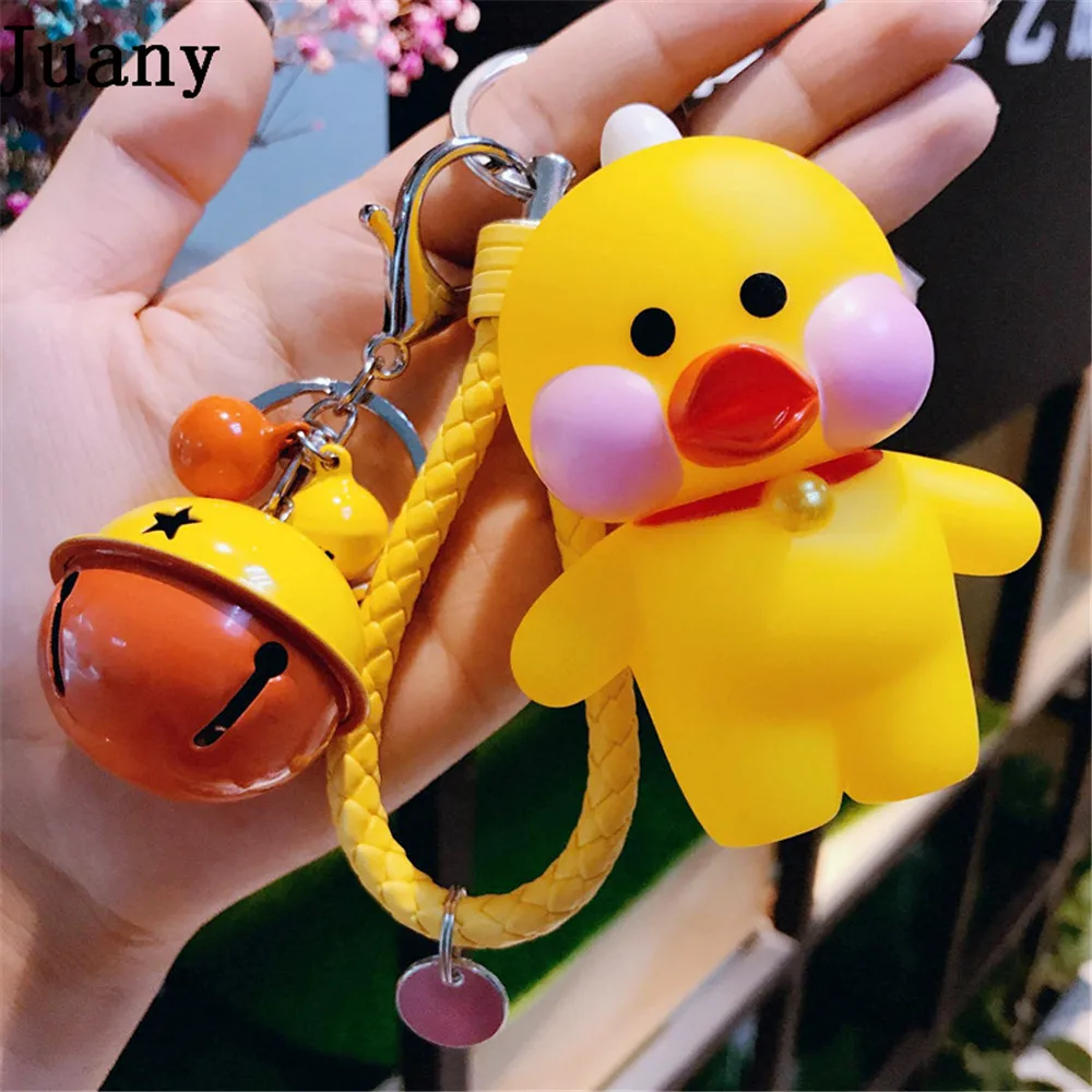 Juany duck key chain key ring pom gift for women girl bag pendant charm key ring 3