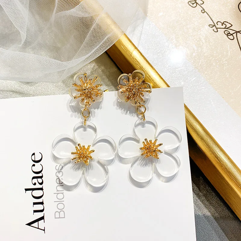 2019 Korea hot fashion elegant double transparent acrylic flower earrings alloy flower heart earrings for women gift
2019 Korea hot fashion elegant double transparent acrylic flower earrings alloy flower heart earrings for women gift