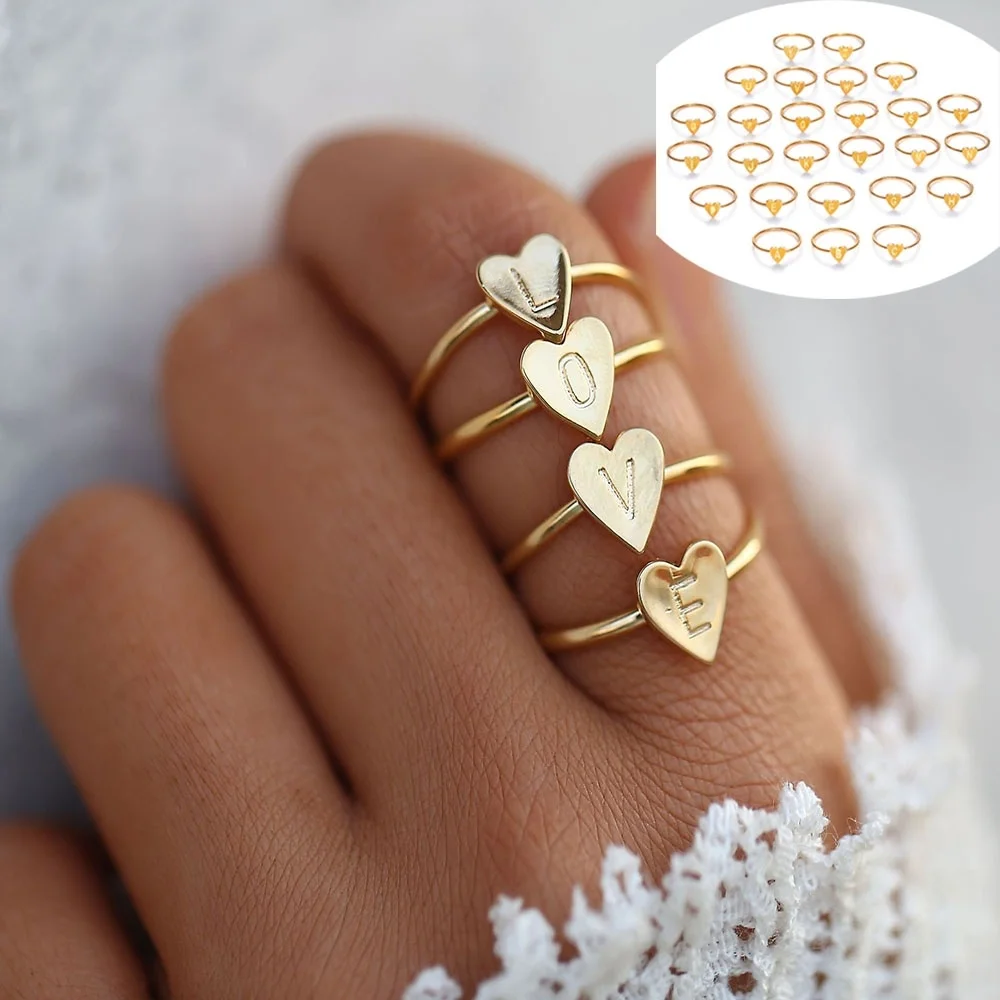 2019 Women Fashion Gold Silver Color A- Z Letter Rings Heart Letters Rings DIY Name Ring Ladies Statement Engagement Party Ring
2019 Women Fashion Gold Silver Color A- Z Letter Rings Heart Letters Rings DIY Name Ring Ladies Statement Engagement Party Ring
