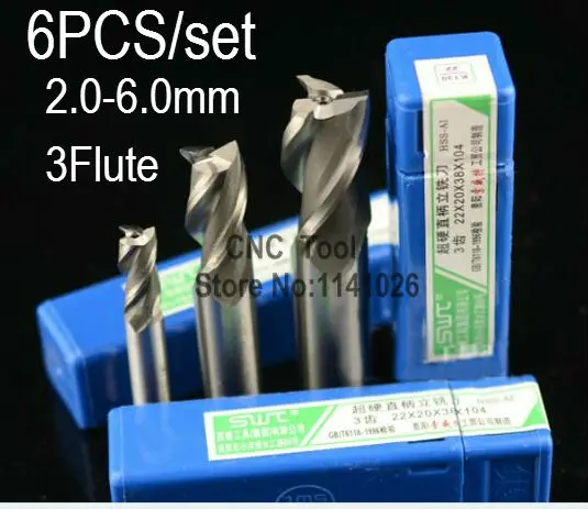 6 pcs/set 2.0~6.0mm 3 Flute Milling Cutter Aluminium End Mill Cutter CNC ,Lathe Tool,Equipment milling cutter rotary cutter
6 pcs/set 2.0~6.0mm 3 Flute Milling Cutter Aluminium End Mill Cutter CNC ,Lathe Tool,Equipment milling cutter rotary cutter