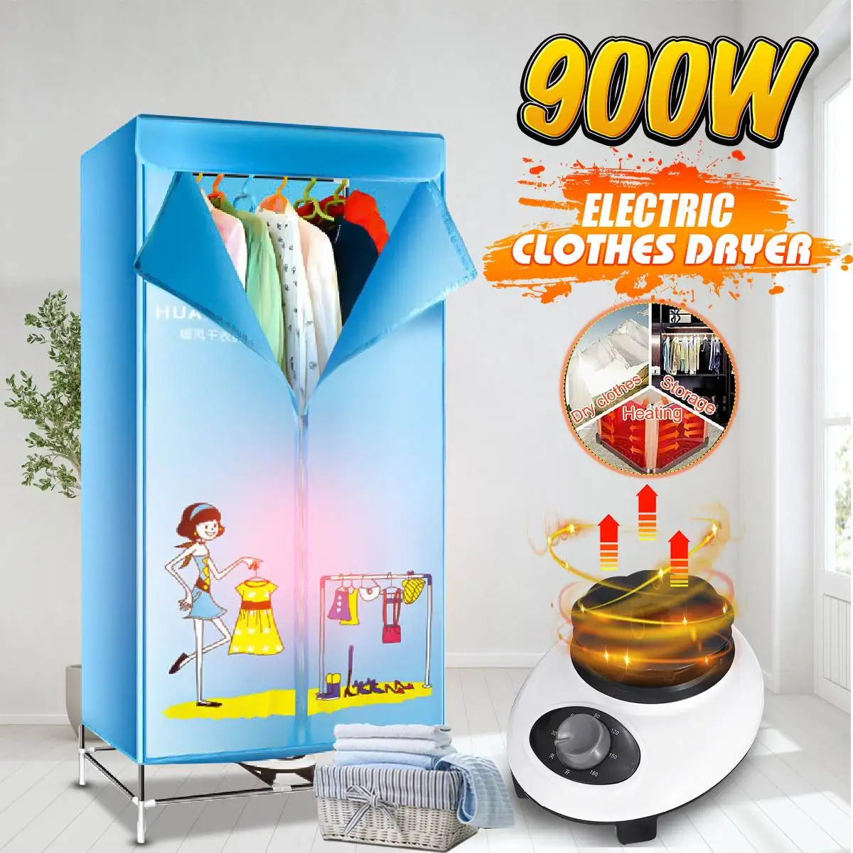 Portable Ventless Cloths Dryer Folding Wardrobe Storage 900W Heater Electric Clothes Drying Machine
Portable Ventless Cloths Dryer Folding Wardrobe Storage 900W Heater Electric Clothes Drying Machine