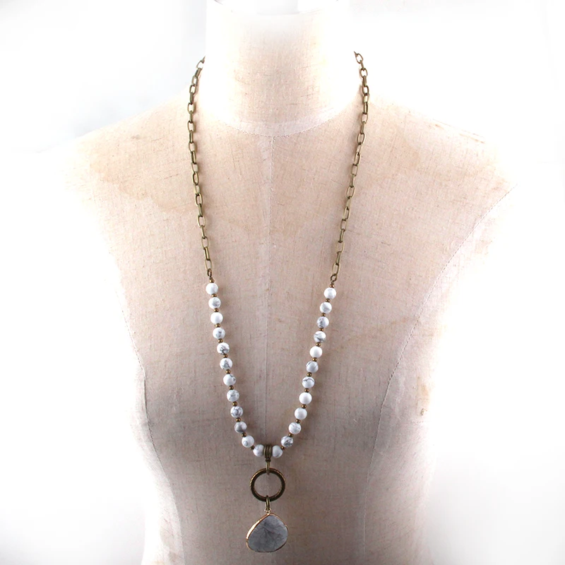 MOODPC Fashion Bohemian Jewelry 8mm Stone and Chain Link Stone Pendant Necklaces For Women Ethnic Necklace
MOODPC Fashion Bohemian Jewelry 8mm Stone and Chain Link Stone Pendant Necklaces For Women Ethnic Necklace