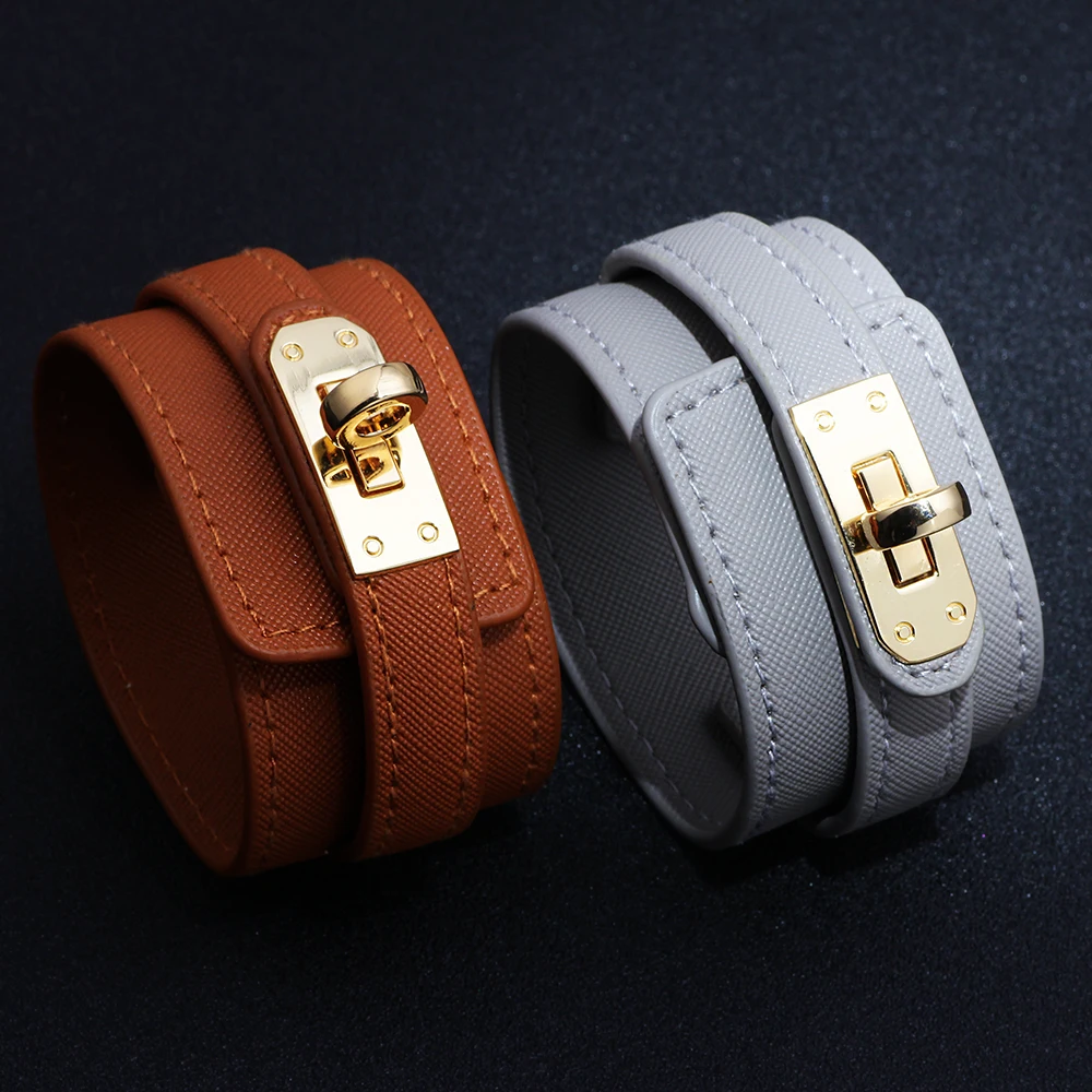 New Trendy Leather Gold Buckle Women Adjustable Bracelets Wide Wrap Cuff Wristband Bracelet for Women Jewelry Gifts Accessories
New Trendy Leather Gold Buckle Women Adjustable Bracelets Wide Wrap Cuff Wristband Bracelet for Women Jewelry Gifts Accessories