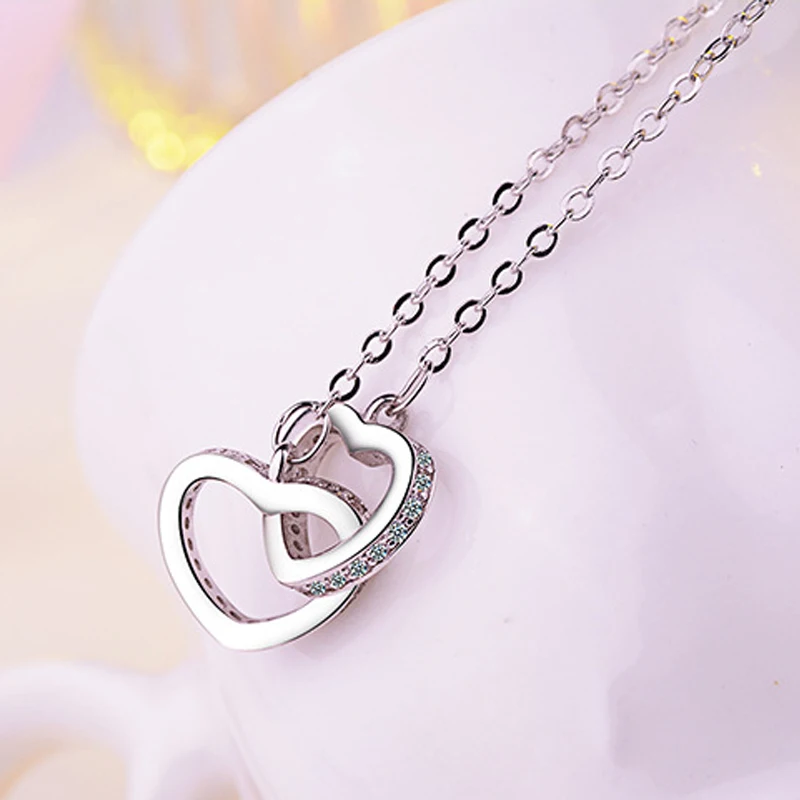 Utimtree Sterling Silver Trendy Necklace 925 Double Heart Design Clear CZ Zircon Pendants Necklaces for Wedding Bridal Jewelry
Utimtree Sterling Silver Trendy Necklace 925 Double Heart Design Clear CZ Zircon Pendants Necklaces for Wedding Bridal Jewelry