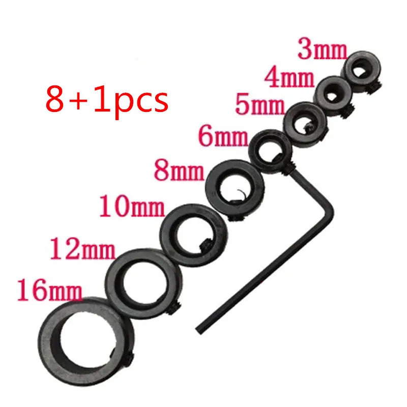 9pcs Drill Bits 3/4/5/6/8/10/12/16mm Woodworking Drill Depth Stop Collars Ring Dowel Shaft Chuck Wrench For Woodworking Tools
9pcs Drill Bits 3/4/5/6/8/10/12/16mm Woodworking Drill Depth Stop Collars Ring Dowel Shaft Chuck Wrench For Woodworking Tools
