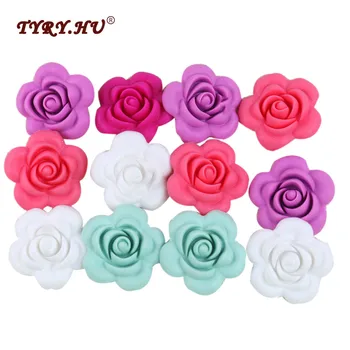 

TYRY.HU 5Pc Flower Shaped Silicone Beads Teething food grade nursing chewing beads BPA Free DIY Bracelet/Necklace jewelry