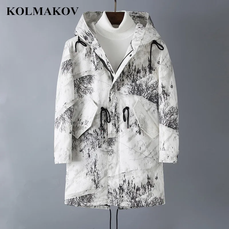 Мужской пуховик KOLMAKOV зимние куртки с капюшоном и принтом 2018 | Мужская одежда