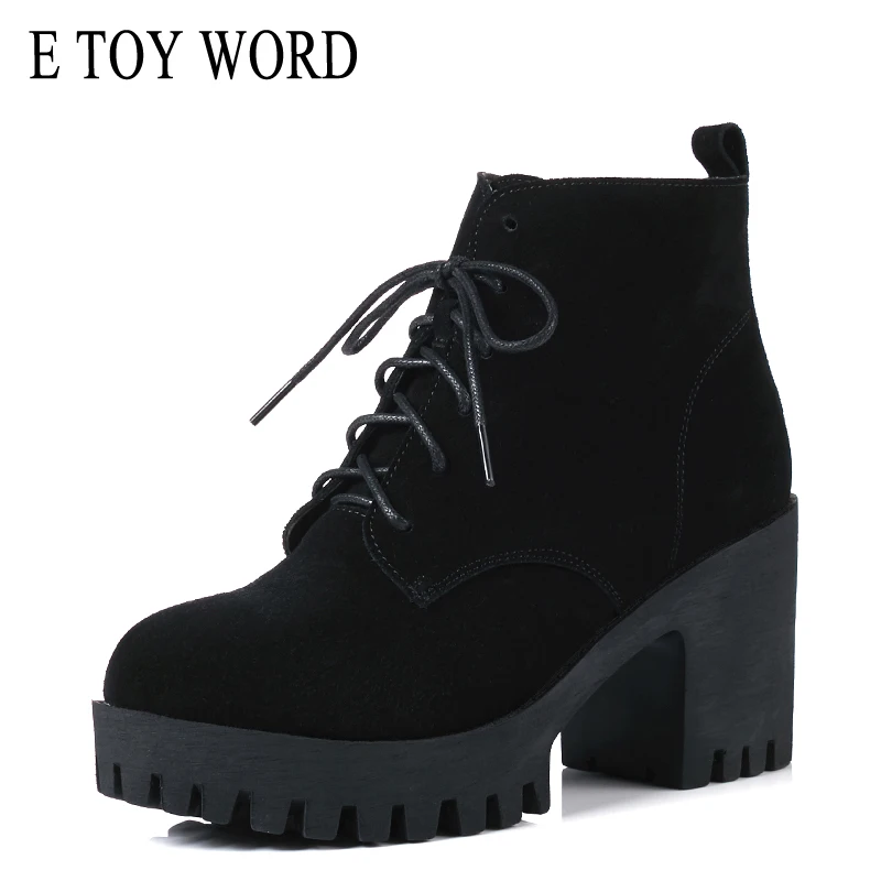 E TOY WORD Autumn women's boots Round Toe High Heels thick-soled boots Lace Up Fashion Women Winter Boots Shoes bota feminina
E TOY WORD Autumn women's boots Round Toe High Heels thick-soled boots Lace Up Fashion Women Winter Boots Shoes bota feminina