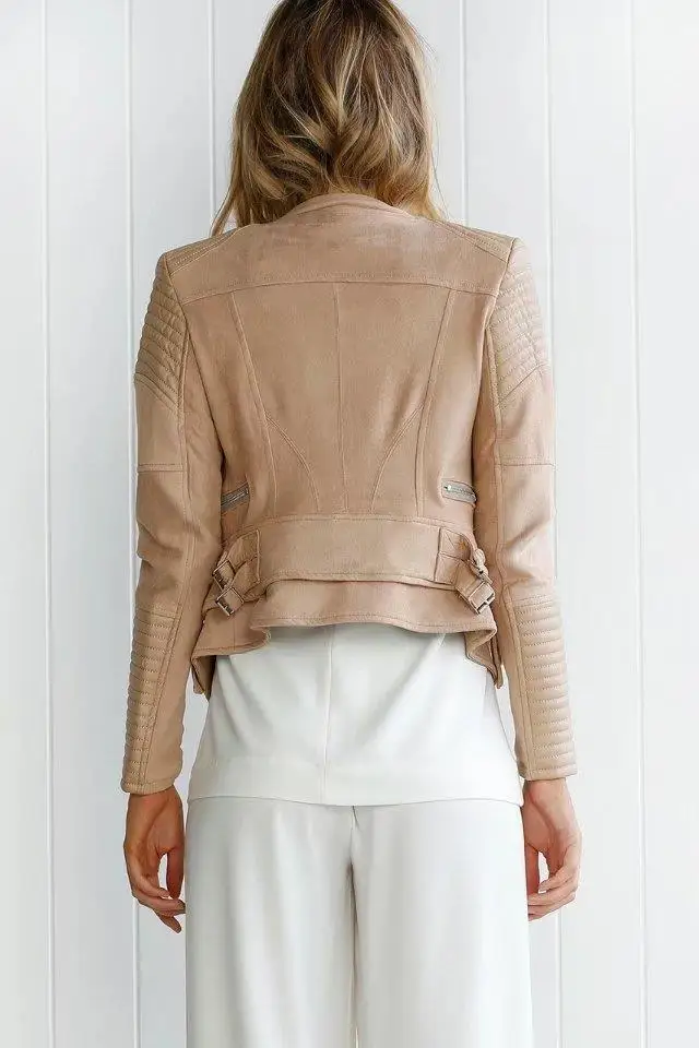 2018 New Hot Women Suede Spliced PU Faux Leather Jackets Lady Autumn Winter Black Matte Motorcycle Zippers Coats Streetwear 9