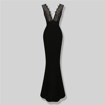 Top Quality HL Black Lace Deep V-neck Lace Rayon Long Bandage Dress Evening Party Noble Dress
Top Quality HL Black Lace Deep V-neck Lace Rayon Long Bandage Dress Evening Party Noble Dress