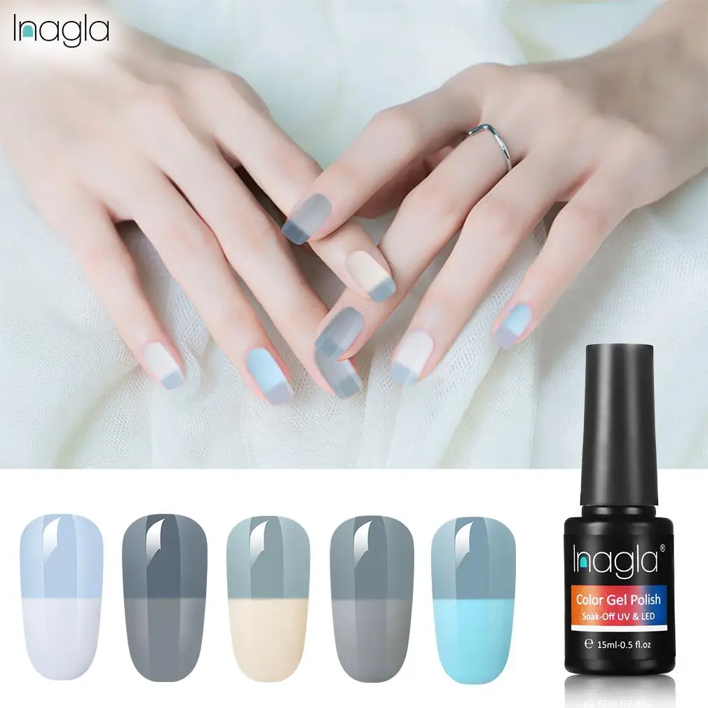 Inagla Nail Art Temperature Color-Changing 15ml Grey Gel Polish Vernis Varnish 6 Colors Soak Off UV LED Top Base Coat
Inagla Nail Art Temperature Color-Changing 15ml Grey Gel Polish Vernis Varnish 6 Colors Soak Off UV LED Top Base Coat