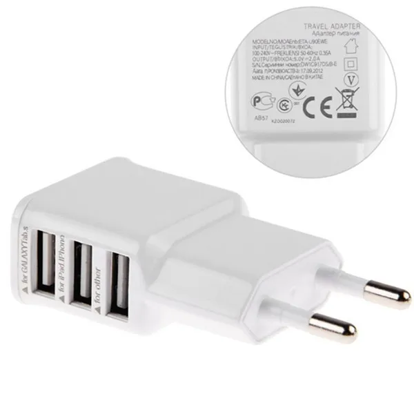 5V 2A EU Multi USB Charger Device Plug Socket 3 USB Port 3100mA for Samsung Galaxy S5 Travel Usb Power Adapter Wall Charger
5V 2A EU Multi USB Charger Device Plug Socket 3 USB Port 3100mA for Samsung Galaxy S5 Travel Usb Power Adapter Wall Charger