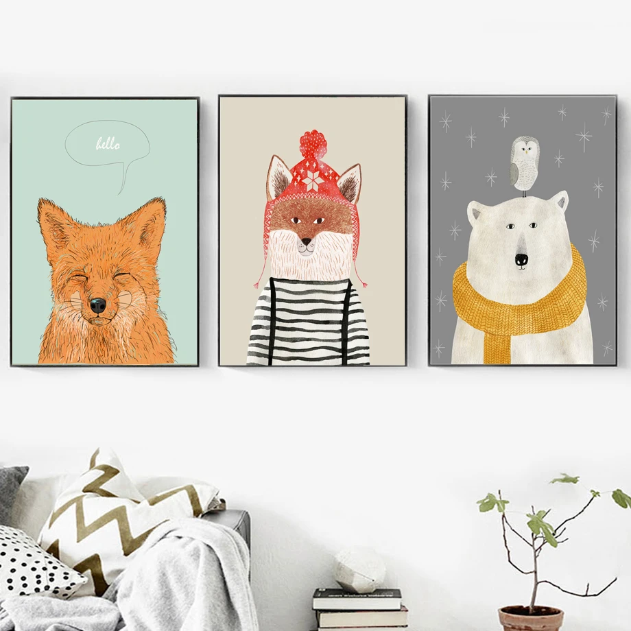 Cartoon Fox Bear Owl Wall Art Canvas Painting Nordic Posters And Prints Pop Art Wall Pictures For Kids Room Baby Girl Room Decor
Cartoon Fox Bear Owl Wall Art Canvas Painting Nordic Posters And Prints Pop Art Wall Pictures For Kids Room Baby Girl Room Decor