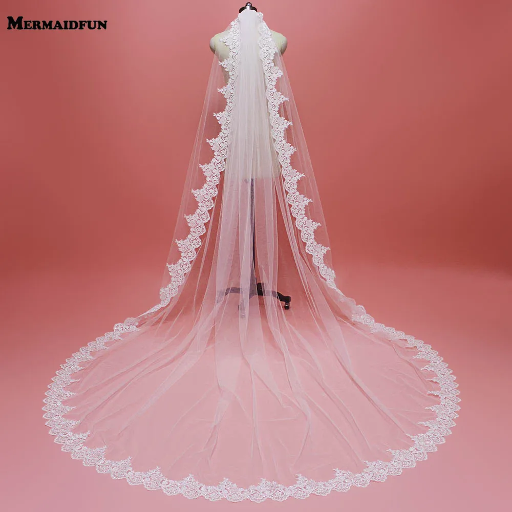 High Quality 3 Meters Bling Sequins Lace Edge Bridal Veil with Comb Single Tier 3 M Wedding Veil New Velos de Novia 2019
High Quality 3 Meters Bling Sequins Lace Edge Bridal Veil with Comb Single Tier 3 M Wedding Veil New Velos de Novia 2019