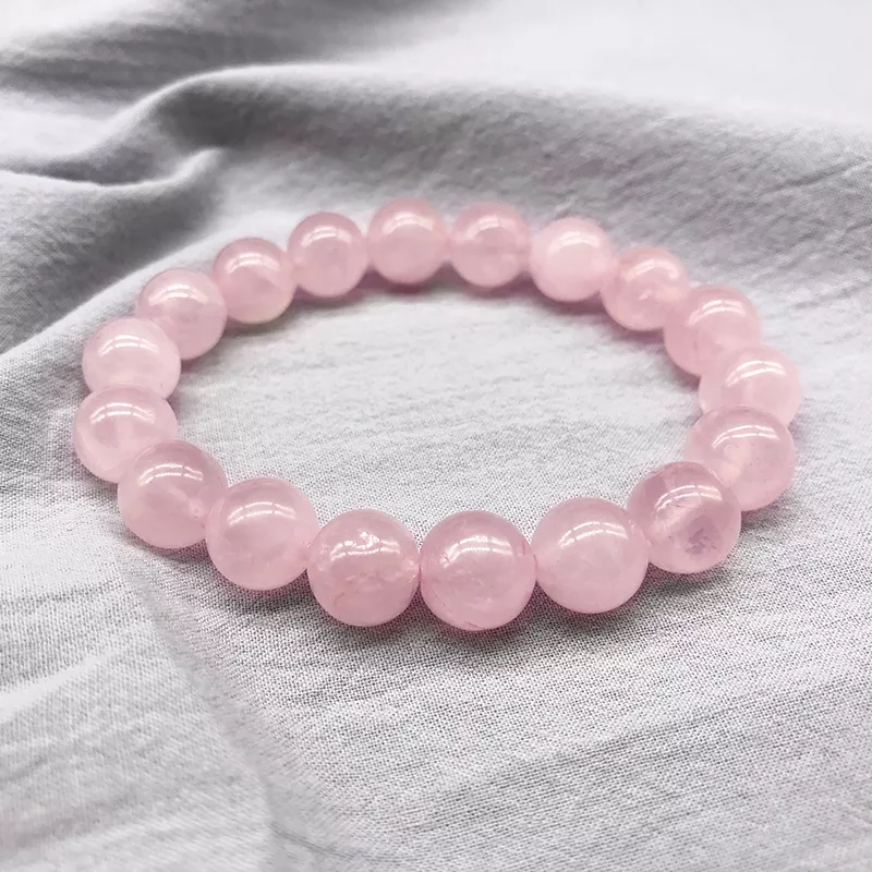 

Wholesale Pink Rose Powder crystal Quartz Natural Stone Streche Bracelet Elastic Cord Pulserase Jewelry Beads Lovers woman Gift