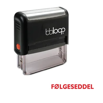 BBloop Danish Language "FOLGESEDDEL" Self-Inking Stamp, Rectangular, Laser Engraved, RED
BBloop Danish Language "FOLGESEDDEL" Self-Inking Stamp, Rectangular, Laser Engraved, RED