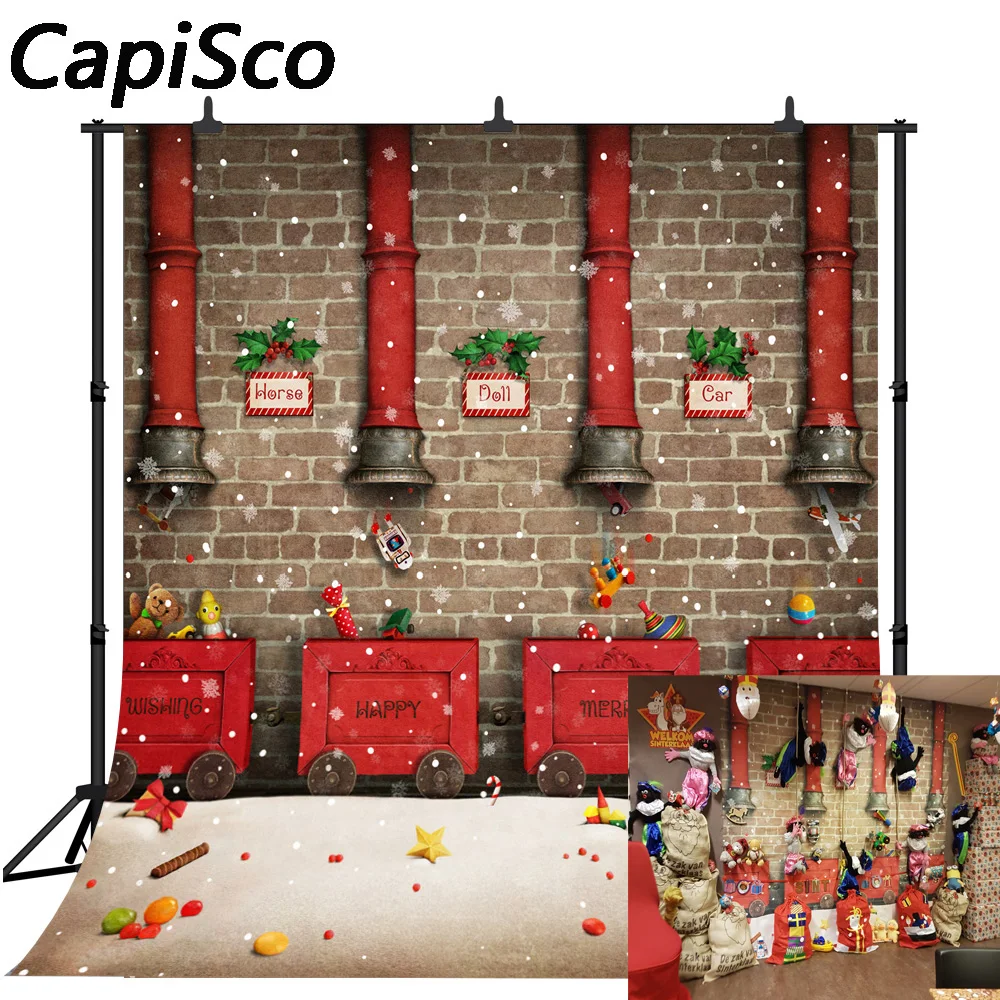 Capisco Toy factory snow Red train Christmas Decor Photography Backgrounds Customized Photographic Backdrops For Photo Studio
Capisco Toy factory snow Red train Christmas Decor Photography Backgrounds Customized Photographic Backdrops For Photo Studio