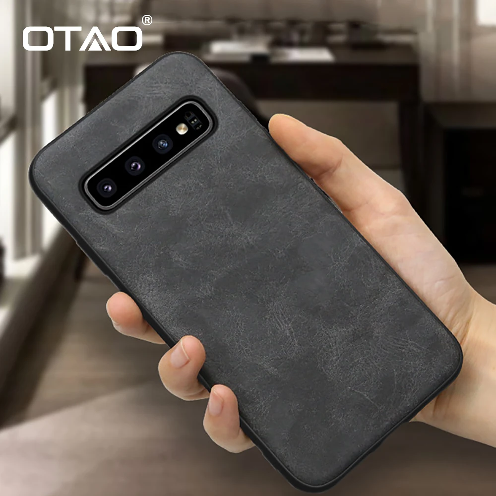 OTAO Retro PU Leather Phone Case For Samsung Galaxy S10 Lite S9 S8 Plus Note 8 9 S10e Shockproof Cases Solid Color Back Cover |