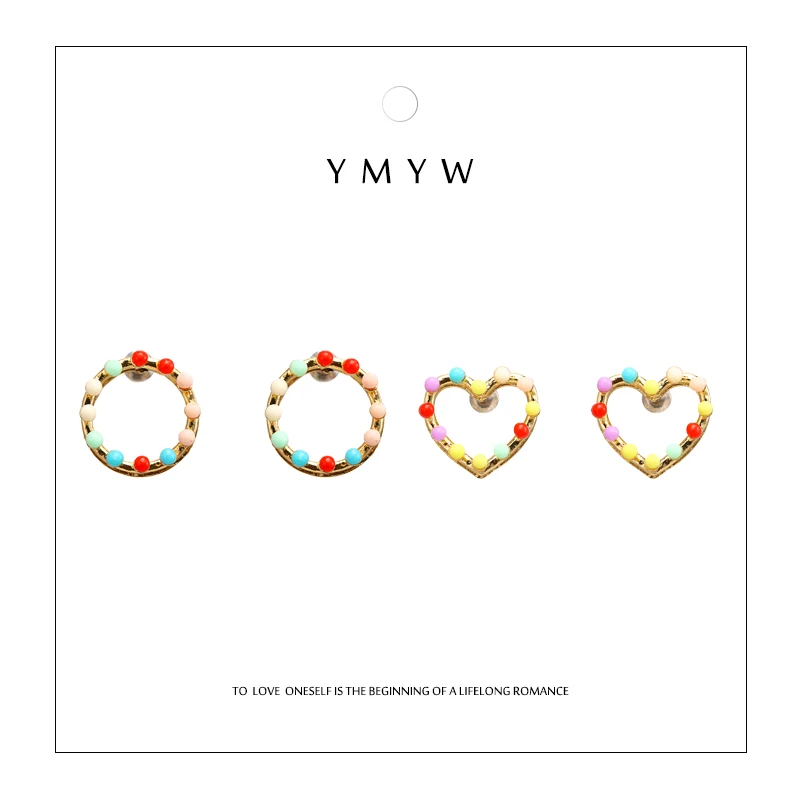 YMYW New Fashion Colorful Candy Korean Earrings Round Heart Resin Geometric Stud Earrings for women girl Bijoux gift Kolczyki
YMYW New Fashion Colorful Candy Korean Earrings Round Heart Resin Geometric Stud Earrings for women girl Bijoux gift Kolczyki