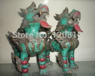 Lifelike Old turquoise & copper Statue/ Sculpture----pair of kylin,large size, best collection
Lifelike Old turquoise & copper Statue/ Sculpture----pair of kylin,large size, best collection