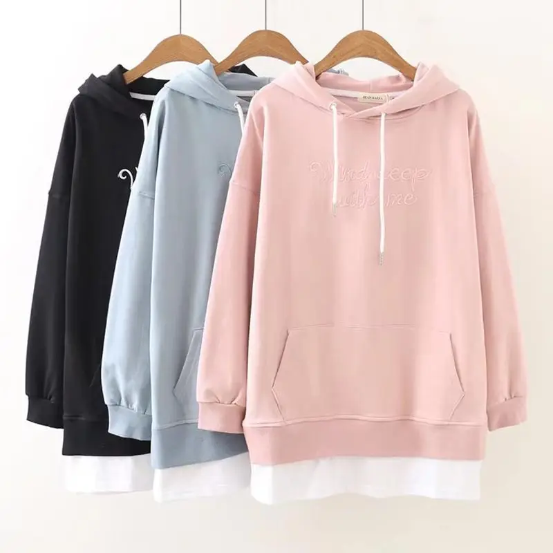 S41 Autumn Casual Sweatshirts 4XL Plus size Women clothing Tops fashion Loose hooded False two pieces hoodies 828
S41 Autumn Casual Sweatshirts 4XL Plus size Women clothing Tops fashion Loose hooded False two pieces hoodies 828