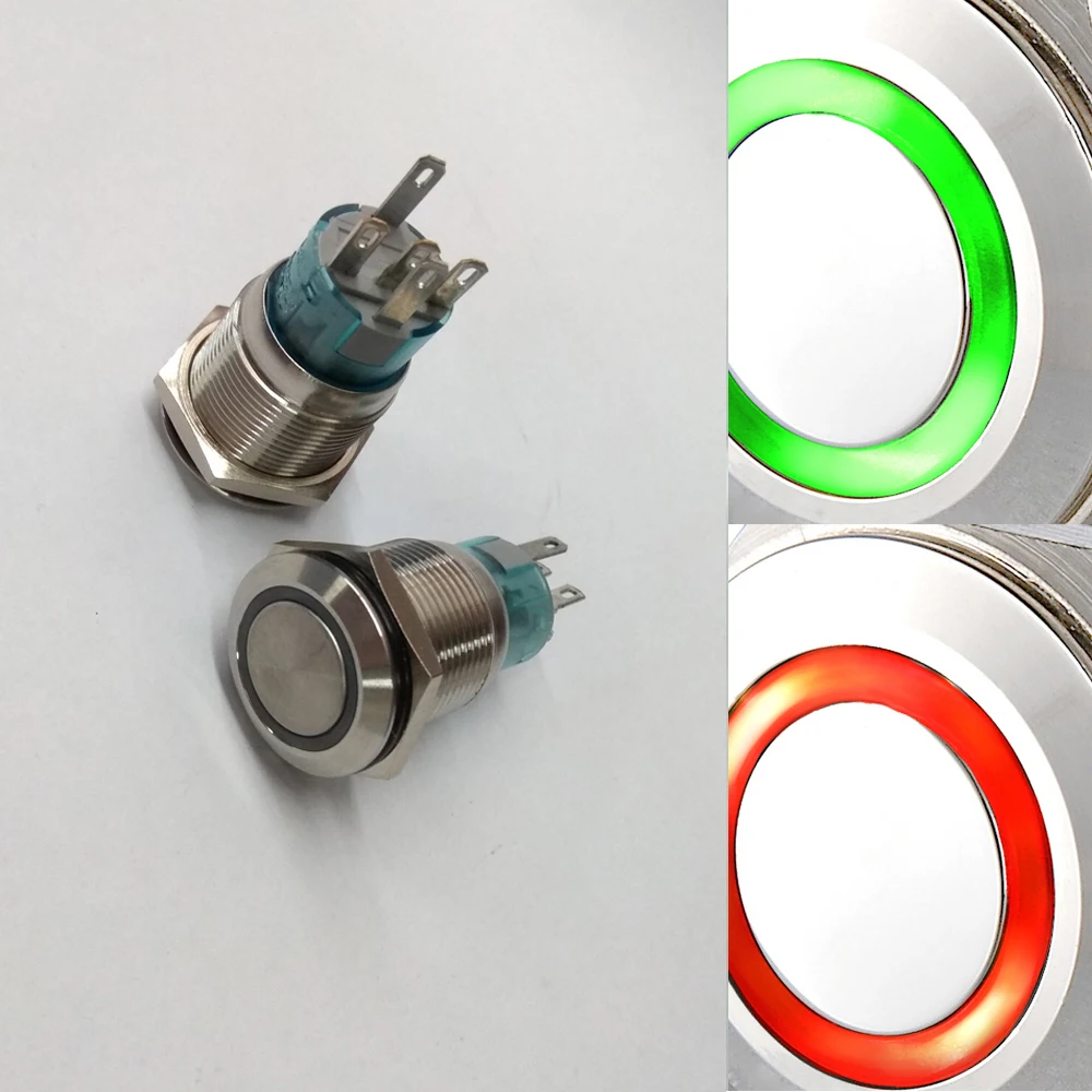 19mm Red/green color 6V, 12V, 24V, 230V 1NO1NC Momentary and self locking Electric Metal PushButton Switch
19mm Red/green color 6V, 12V, 24V, 230V 1NO1NC Momentary and self locking Electric Metal PushButton Switch