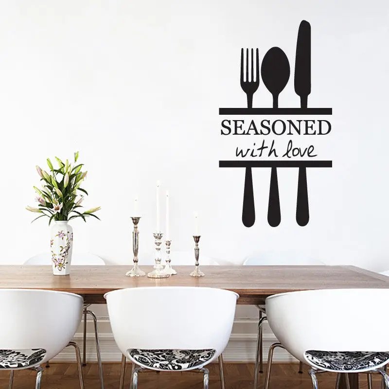Kitchen Quotes Vinyl Wall Sticker Fork Spone Knife Wall Decal Kitchen Decoration Wall Art Mural Removable Vinyl Wallpaper AY982
Kitchen Quotes Vinyl Wall Sticker Fork Spone Knife Wall Decal Kitchen Decoration Wall Art Mural Removable Vinyl Wallpaper AY982
