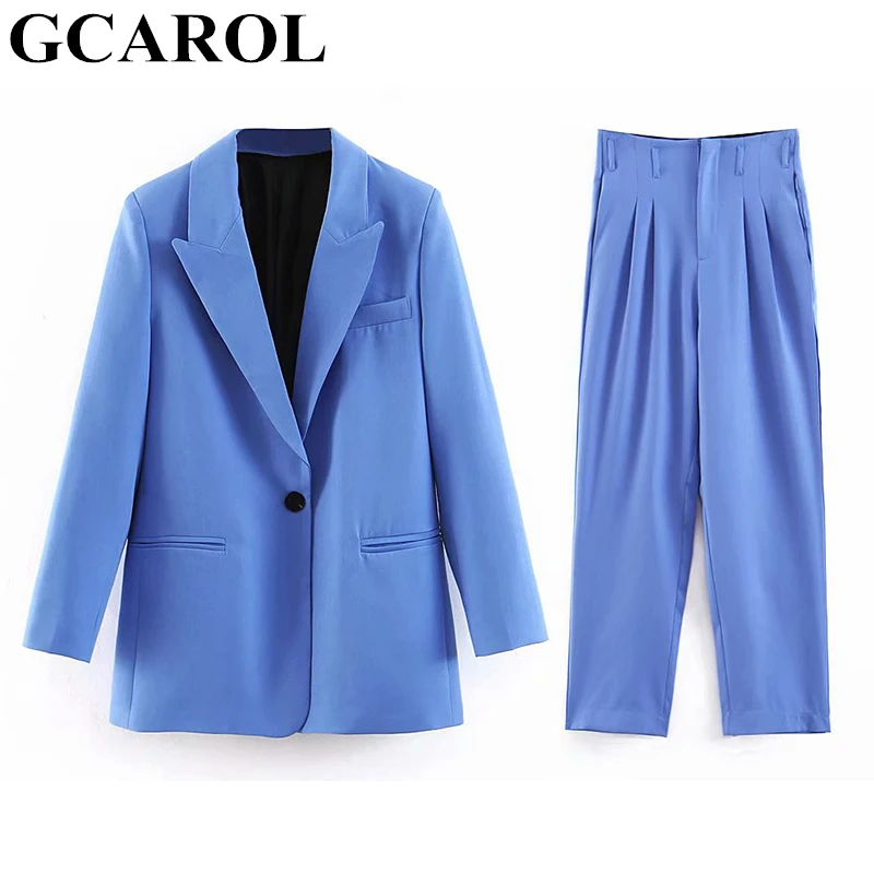 GCAROL 2019 New Women 2 Pieces Sets Elegant OL Suit And High Waist Trousers Pleating Pants Spring Summer Blue Outfits
GCAROL 2019 New Women 2 Pieces Sets Elegant OL Suit And High Waist Trousers Pleating Pants Spring Summer Blue Outfits