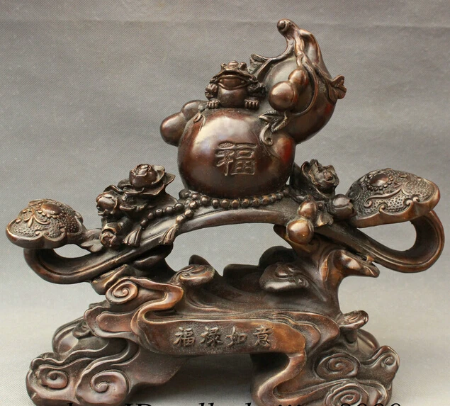 JP S0608 13" Folk Chinese Bronze FengShui Wealth Hoptoad Toad Gourd On Flower RuYi Statue
JP S0608 13" Folk Chinese Bronze FengShui Wealth Hoptoad Toad Gourd On Flower RuYi Statue