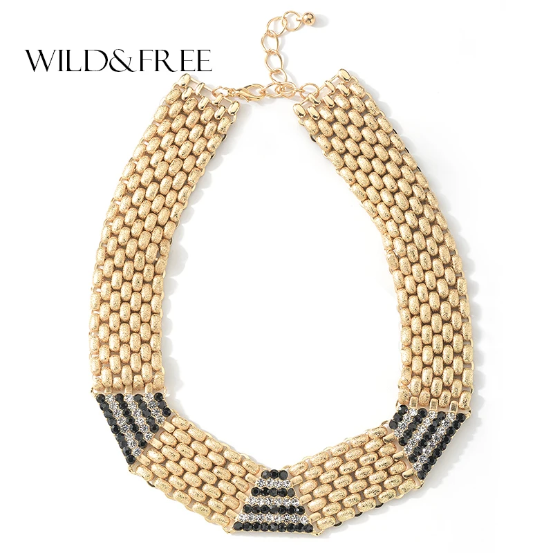 Wild&Free Luxury Gold Wide Necklaces Multicolor Maxi Collar Chunky Chokers Women Statement Crystal Bead Necklace Fashion Jewelry 
Wild&Free Luxury Gold Wide Necklaces Multicolor Maxi Collar Chunky Chokers Women Statement Crystal Bead Necklace Fashion Jewelry