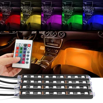 4x 9 LED Car Colorful RGB Light Interior Floor Atmosphere Lamp Strip Universal Decorative Light With Remote Control Car Styling
4x 9 LED Car Colorful RGB Light Interior Floor Atmosphere Lamp Strip Universal Decorative Light With Remote Control Car Styling