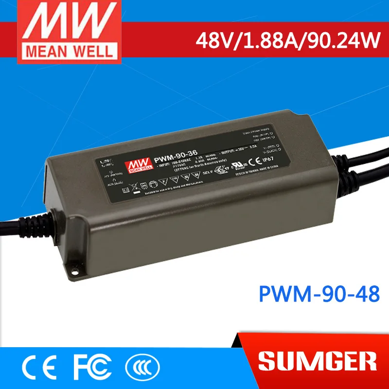1 означает хорошо оригинальный pwm-90-48 48 В 1.88a Meanwell pwm-90 90.24 Вт один Выход LED Питание |
