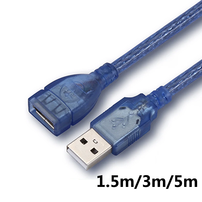 Удлинитель USB 10 шт./лот 1 5 кабель передачи данных прозрачный синий длиной 3/5/м