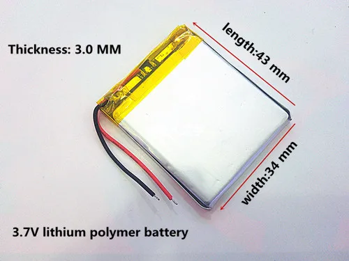 3.7 lithium polymer battery 303443 MP3 MP4 MP5 GPS Bluetooth little toy game