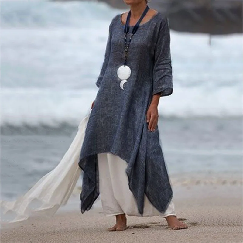 Fashion Bohemian Women Plus Size Linen Midi Dress Loose Ladies Short Dresses Summer Beach Clothes Vestidos Curtos Boho Robe 3#
Fashion Bohemian Women Plus Size Linen Midi Dress Loose Ladies Short Dresses Summer Beach Clothes Vestidos Curtos Boho Robe 3#
