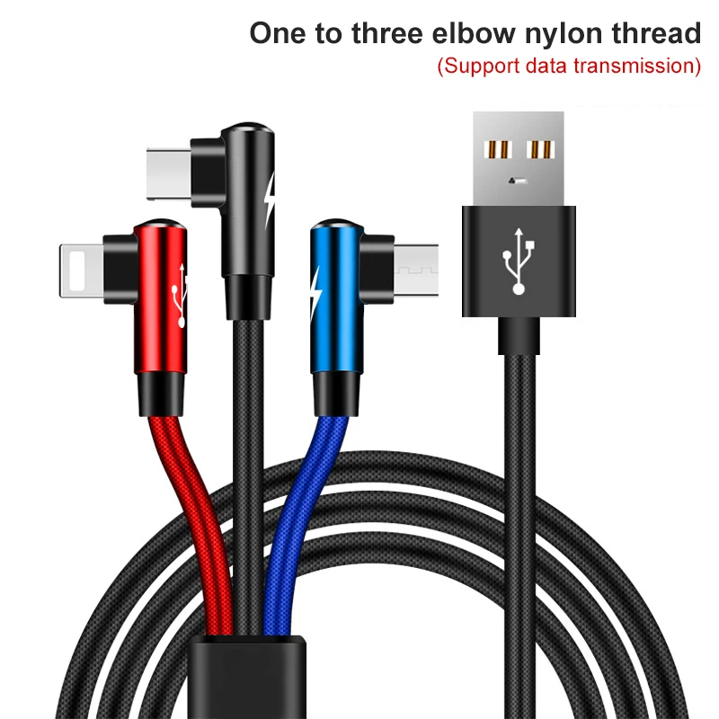 90 Degree 3 in 1 USB Cable Micro USB 8Pin Type C Cable For iPhone X 8 Plus USB Charger Cord For Samsung S9 Xiaomi Mi8 3 Colors
90 Degree 3 in 1 USB Cable Micro USB 8Pin Type C Cable For iPhone X 8 Plus USB Charger Cord For Samsung S9 Xiaomi Mi8 3 Colors
