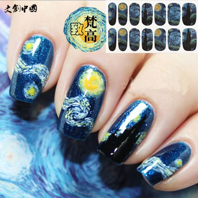 1 sheet nail sticker Starry Night by Van Gogh Design 14 tips full cover nail art stickers 3D DIY glitter powder sticker BZ072
1 sheet nail sticker Starry Night by Van Gogh Design 14 tips full cover nail art stickers 3D DIY glitter powder sticker BZ072