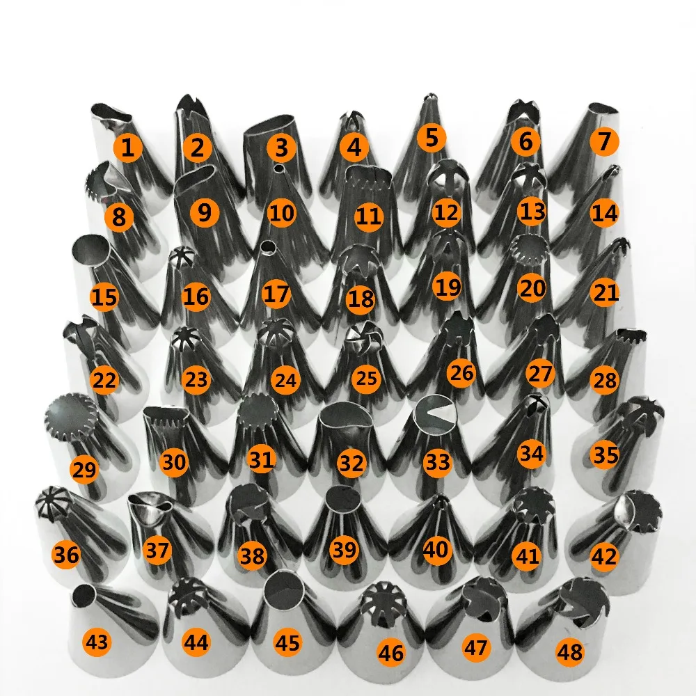 48 PCs/set Stainless Steel Icing Piping Nozzle Set DIY Cake Decorating Tips Pastry Tips Set Cupcake Baking Tools Nozzles
48 PCs/set Stainless Steel Icing Piping Nozzle Set DIY Cake Decorating Tips Pastry Tips Set Cupcake Baking Tools Nozzles