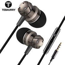 TEBAURRY TD4 Metal Turbo Earphone for phone Wired In-Ear Bass Earphones 3.5mm MP3 DJ Headset with Microphone Volume control(China)