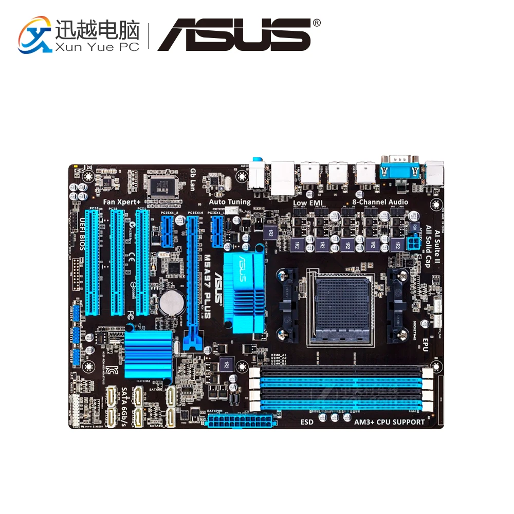 Asus M5A97 PLUS Desktop Motherboard 970 Socket AM3 DDR3 SATA3 USB2.0 ATX