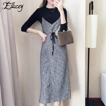 Ellacey New 2019 Spring Women's Skirt Suits City Casual Knitted Dress Suits For Women Knee-Length Split Sling Dress 2 Pieces Set
Ellacey New 2019 Spring Women's Skirt Suits City Casual Knitted Dress Suits For Women Knee-Length Split Sling Dress 2 Pieces Set