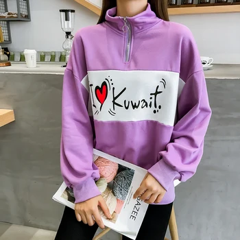 Black Purple Pink Hoodie 2018 Long-sleeved Students Korean Zipper High Collar Sweatshirt Loose Tracksuit Female Kpop Pullovers
Black Purple Pink Hoodie 2018 Long-sleeved Students Korean Zipper High Collar Sweatshirt Loose Tracksuit Female Kpop Pullovers