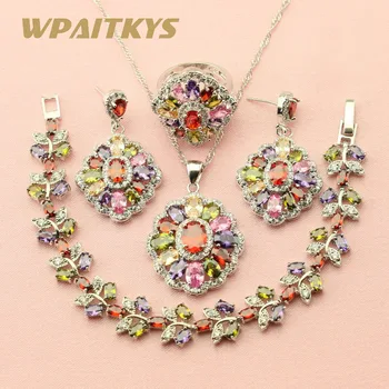 MultiColor Cubic Zirconia Women's Jewelry Silver Color Jewelry Sets For Women Stud Earrings Bracelet Necklace Ring Free Box
MultiColor Cubic Zirconia Women's Jewelry Silver Color Jewelry Sets For Women Stud Earrings Bracelet Necklace Ring Free Box