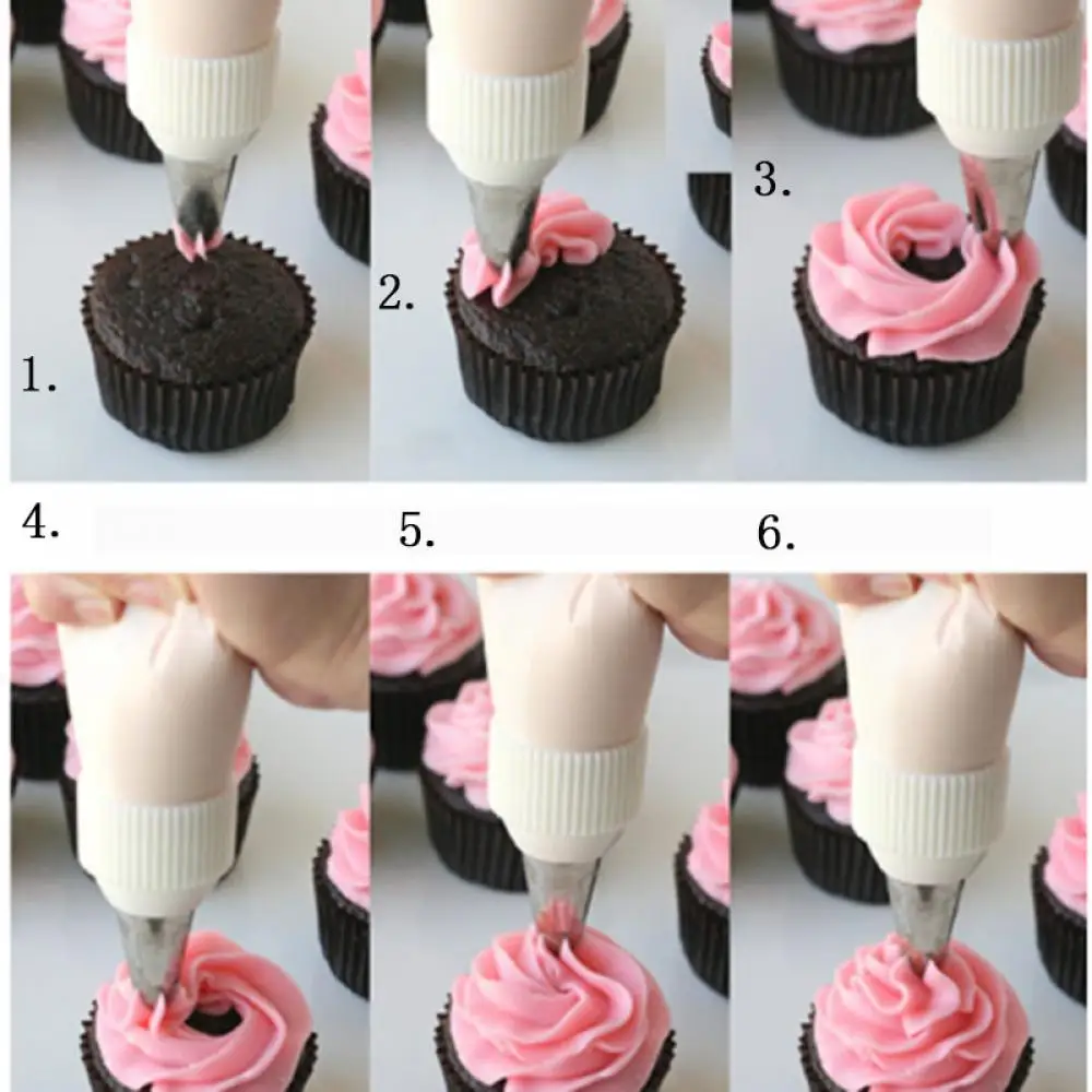 3Pc Drop Rose Flower Cup Ice Cream Piping Tip Nozzle Cake Decorating Pastry ^m^