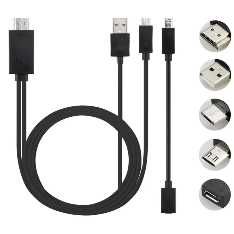 Фото 1.8 m Micro USB MHL to HDMI Cable 5 Pin & 11 HD TV Cables Adapter for SamSung HuaWei Xiaomi HTC New | Электроника