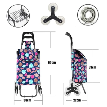 Foldable Leaves Printed Shopping Cart Home Thicken Carbom Steel Climb Luggage Cart with Waterproof Bag Durable PU wheels
Foldable Leaves Printed Shopping Cart Home Thicken Carbom Steel Climb Luggage Cart with Waterproof Bag Durable PU wheels