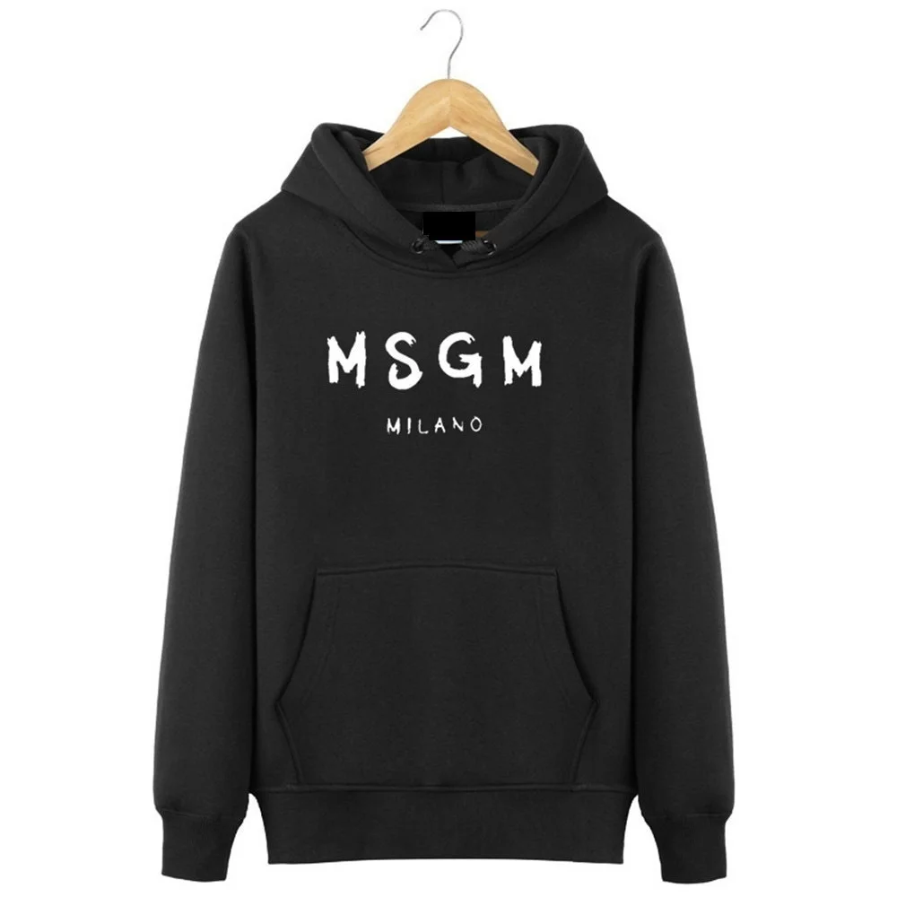 

Milano MSGM Women Hoodies Cotton 3xL Streetwear Harajuku Hooded Hoody Unsex Hoodies Sweatshirts Black White Long Sleeve S-XXXL