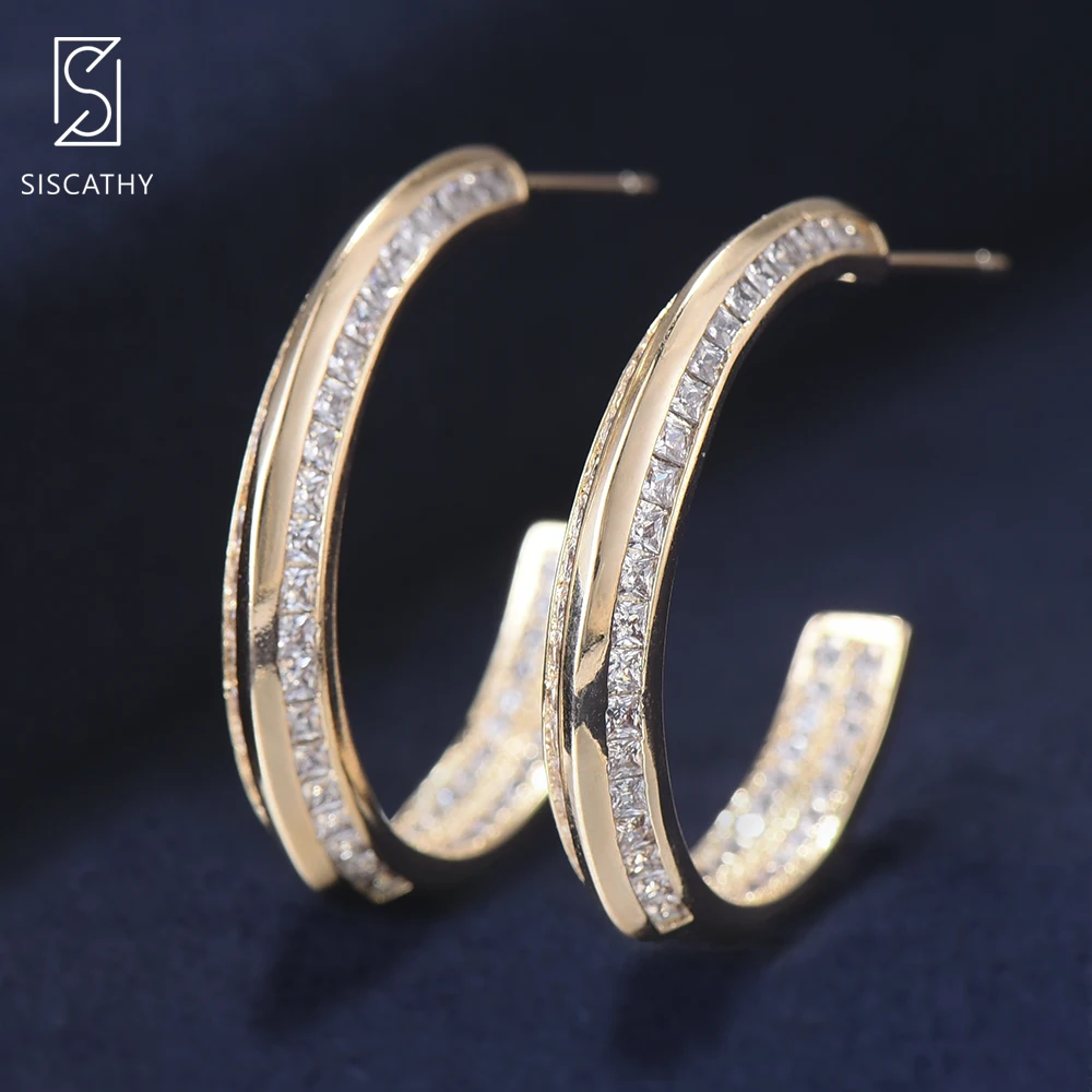 SISCATHY Fashion C Shape AAA Cubic Zirconia Circle Inlaid Hoop Earrings For Women Party Engagement boucle d'oreille 2019 New
SISCATHY Fashion C Shape AAA Cubic Zirconia Circle Inlaid Hoop Earrings For Women Party Engagement boucle d'oreille 2019 New